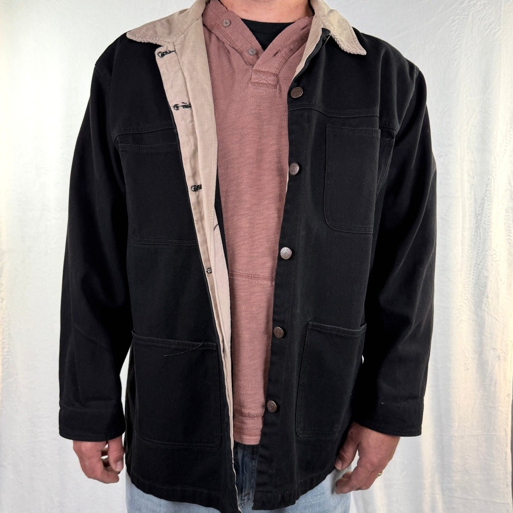 Vintage 90s Black Denim Jacket Indie‎ Soft Grunge Grandpa Core Americana